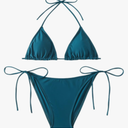 Women's Solid Color Halter Neck Tie - Side Bikini Set Size XS