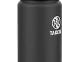 Takeya Originals 18 oz Vacuum Insulated Stainless Steel Water Bottle with Spout Lid, Black