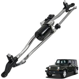 Front Windshield Wiper Linkage & Motor Assembly Compatible with 2007-2017 Jeep Wrangler, 2018 Jeep Wrangler JK 55077859AB 55077859AD