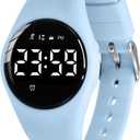 Kids Watches for Girls Boys Digital Sport Watch with Step Counter Pedometer Vibration Alarm Clock, No App Waterproof Fitness Tracker Kids Watch Boys Girls Teens Students Ages 5-16 (111-F-LightBlue)