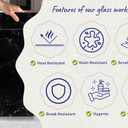 Glass Cutting Board 16"x12": Tempered Glass Kitchen Counter Protector - Durable- Scratch-Resistant, Heat-Proof - Design 1 - Black Marble Effect