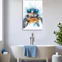 Funny Turtle Wall Art Sea Turtle with Glasses Picture Marine Life Painting Watercolor Canvas Prints Modern Artwork for Bathroom Living Room Home Decor Framed(Art-2,16"x24")