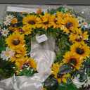 Front Door Wreath Sunflowers and Daisies, 20" Spring Wreaths for Front Door, Wreaths for Front Door w/Long Door Hook, Optional Reversible Welcome and Blessed Sign Spring Wreath, Front Door Decor