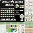 357 Pcs Greenery Circle Time Center Classroom Educational Pocket Charts Calendar Teaching Materials for Kids Toddler Learning Activities Teacher Educational Supplies Classroom Home Must Have 39.5 inch