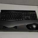 Wireless Keyboard and Mouse Combo, 2.4G Full Size Wave Keys Ergonomic Keyboard with Wrist Rest and 3-Level DPI Adjustable Wireless Ergonomic Mouse for Windows, Mac OS Desktop/Laptop/PC (Black)