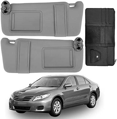DIMEANI fit for Toyota Camry Sun Visor Replacement, fit for 2007 2008 2009 2010 2011 Toyota Camry and Hybrid Without Light, Driver&Passenger Side, 74310-06750-B0 74320-06780-B0 (2PCS-Gray)