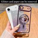 for iPhone Air Case, Glitter Clear Cute Paw Love Heart, Compatible with MagSafe, Strong Magnetic Full Camera Lens Protection Cover, Soft Slim Bling Phone Case 6.5" - Purple