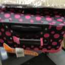 Rockland Fashion Softside Upright Luggage Set, Black/Pink Dot, 4-Piece (14/19/24/28)