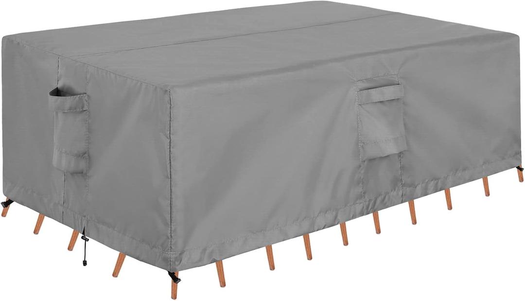 OutdoorLines Outdoor Waterproof Patio Table Furniture Set Covers - Rectangle Couch Sectional Cover Outside Weatherproof Patio Furniture Covering for Deck, Lawn and Backyard 110"L x 84"W x 28"H, Grey