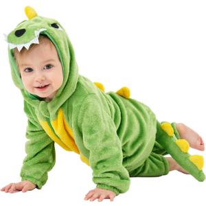 Unisex Baby Animal Costume Pajamas, Infant Flannel Hooded Halloween Romper Cosplay Costume/Homewear/Sleepwear (3-4T/Height:39"-43", Dinosaur)