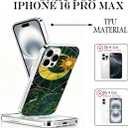 iPhone 16 Pro Max Case, Stained Glass Case, Aesthetic Clear Cases, Scratch Resistant Shockproof Cover, Mosaic Print Phone Cases, Moon and Sun Phone CoverB151