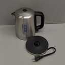 Basics Electric Stainless Steel Kettle for Tea and Coffee, BPAFree, Fast Boiling, Auto ShutOff, 1 Liter, 1500W, Black and Silver