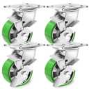 4 Inch Heavy Duty Industrial Grade Caster Set of 4, Industrial Swivel Casters with Brake, Maintenance-Free Aluminum Core PU Wheels 3600 LBS, Durable Casters Wheels for Industrial, Equipment