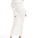 Saodimallsu Womens Off Shoulder Summer Maxi Dress Bell Long Sleeve Sexy Bodycon Strapless Sheer Beach Swimsuit Coverup White, L