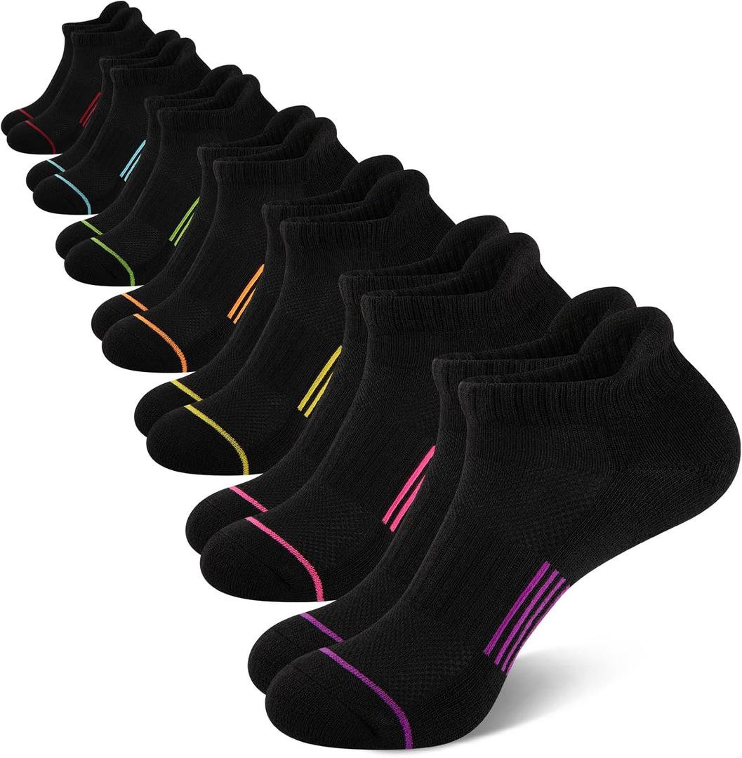 Heatuff 7 Pairs Womens Ankle Socks Athletic Cushioned Anti-Blister Running Low Cut Socks with Tab