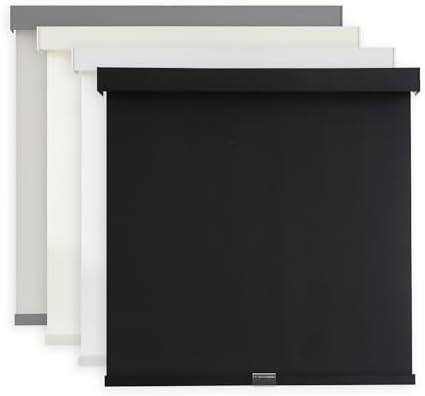 AOSKY Light Filtering Roller Shades Cordless Blinds for Windows, Free-Stop Shades with Valance, 99% Blackout, Thermal Insulated Fabric, UV Protection, Natural Woven Blinds（35" W x 72" H, Black）
