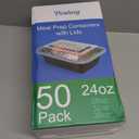 50 Pack (100-Piece) 24 oz Meal Prep Containers Reusable with Lids, Sturdy Leakproof & Food Safe, Microwave, Freezer, Dishwasher Safe Prep Containers, To Go Take Out Plastic Food Storage
