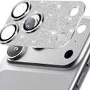 Hoerrye for iPhone 17 Pro Max Camera Lens Protector - [12FT Shatterproof Military Grade] [Strong Adsorption] Metal 9H+ Tempered Glass Camera Screen Full Cover Case Friendly,Glitter Silver