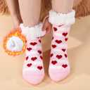 Mepase 3 Pair Sherpa Slipper Socks for Women Fuzzy Non Slip Slipper Socks Winter Thick Cabin Gift for Valentine Day
