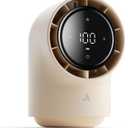 Aecooly Touch Control Desk Chic 01 Lite Fan, 100 Speeds Quiet Digital Display Small Table Fan, 4000mAh Battery Powered Desktop Fan for Bedroom, Bedside, Office, Travel -Beige