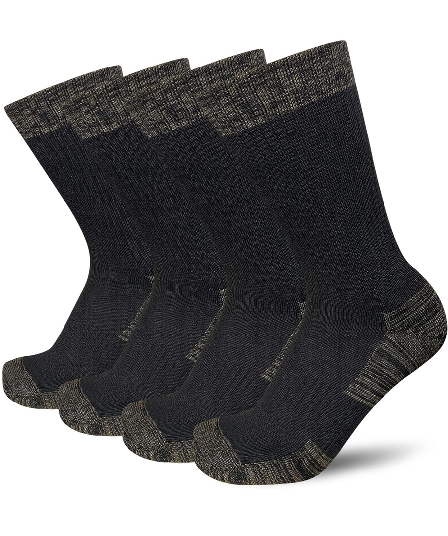 APTYID Men's Moisture Wicking Cushioned Crew Work Boot Socks (4-Pairs)