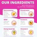 Hip & Joint Supplement for Dogs  Glucosamine, Chondroitin, MSM, Turmeric & Hemp Oil  Natural Mobility & Pain Relief Soft Chews  Beef Flavor  90 Count  Made in USA