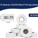Perco 1-Line White Blank Price & Date Gun Labels – 80 Rolls, 80,000 Count, 10 Sleeves