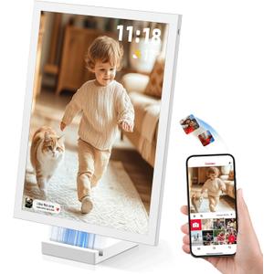 NGTeco Digital Picture Frame 64GB, 10.1" HD Touch Screen Digital Photo Frame, 5000mAh Cordless Battery & Magnetic Wireless Charging, Photo/Video Sharing via Frameo App