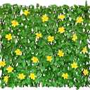 Expandable Fence Privacy Screen for Balcony Patio Outdoor,Decorative Faux Ivy Fencing Panel,Artificial Hedges (Single Sided Leaves) (1, Yellow Flowers)