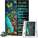 African American Jigsaw Puzzles for Adults 1000 Pieces Black Woman Painting Wooden Jigsaw Puzzle Colorful You are Inspirational Puzzle Black Queen Puzzles for Family Friends Home Decor