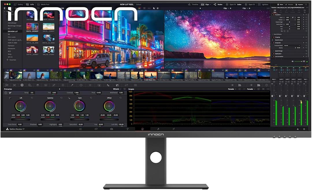 INNOCN 40 Inch 5K 5120 x 2160p Ultrawide Monitor for Laptop, 21:9, 100Hz, IPS, HDMI, DP, FreeSync, HDR400, USB-C, DeltaE2, Built-in Speakers, Height Adjustable, Black - 40C1U