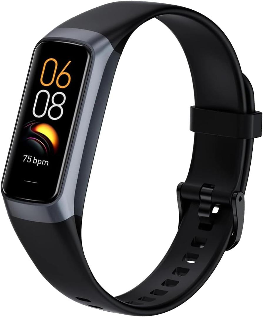 Fitness Tracker,Step Tracker,Activity Trackers with 24/7 Heart Rate,Blood Oxygen Blood Pressure Sleep Monitor,5 ATM Waterproof,Step Calorie Counter Pedometer Health Smart Watch for Women Men (Black)