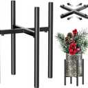 H HOMEXIN Metal Adjustable Plant Stand, Width 8-12 Inches, Corner Mid Century Holder for Indoor Outdoor Stable Display, Black