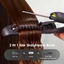 Hair Straightener Brush, Straightening Brush with Sectioning Pick for Women & Men, 2 in 1 Hair Straightener Comb with 3 Temperature Settings, Hot Comb Flat Iron for Straightening & Curling