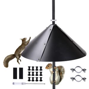 19 Inch Large Squirrel Baffle for Bird Feeder Pole, Guards for Outdoor Feeders, Shepherd's Hook Black, 1 Pack