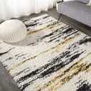 JONATHAN Y Strie' Shag Beige/Black/Yellow Indoor Area Rug 8X10 ft, Nova Modern Bold for Living Room, Bedroom, Kitchen, Office, Easy-Cleaning, High Traffic, Pet-Friendly, Non-Shedding SHG102A-8