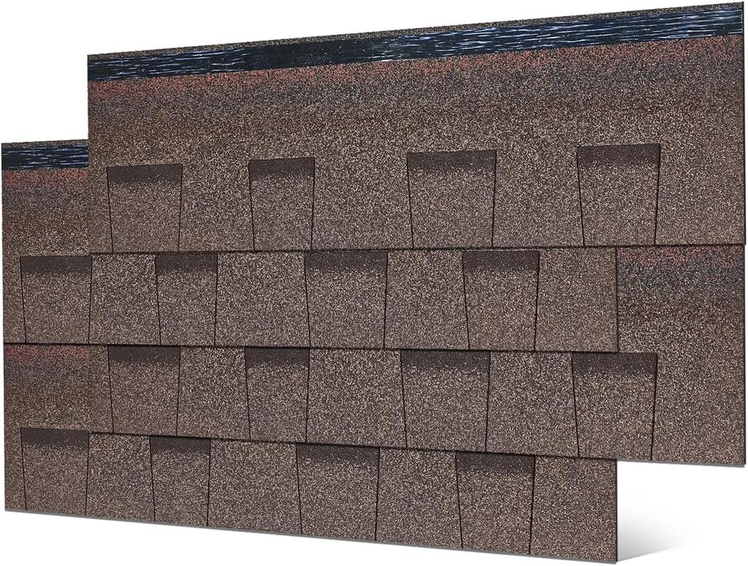 Roofing Shingles for Roof House Repair Tiles Shed Decor,Asphalt Shingles (Brown-Architechtural) 8PCS,39.4"x13.4"