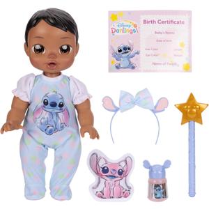 Disney Darlings 13-Inch Interactive Baby Doll  Magical Lights, Sounds, Music & Wand  Stitch-Inspired Nurturing Doll with Accessories  Multiple Skin Tones, Eye Colors  Ages 2 and Up