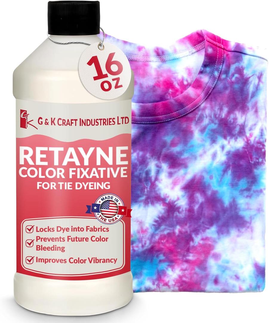 G&K Craft Retayne Color Fixative 16 oz. | Best Liquid Color Fixative for Dyed Cotton, Linen and Rayon Fabrics