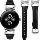 Minyee Leather Band Compatible with Google Pixel Watch 4/3 41mm/Pixel Watch 2/1 Bands Women,Slim Thin Dressy Designer Premium Leather Strap with C-Shape Metal Buckle for Google Smartwatch Accessories