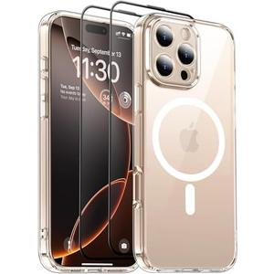 SPIDERCASE Designed for iPhone 16 Pro Max Case, Built-in Camera Protection with 2Pcs Screen Protectors [Not Yellowing] Slim Protective Phone Case for iPhone 16 Pro Max 6.9'',Clear 7 Pack