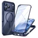 GUAGUA for iPhone 17 Pro Max Case Full-Body Phone Case with Built-in Glass Screen Protector, [Magnetic with MagSafe] Shockproof Clear Phone Case for 17 Pro Max 6.9", Blue