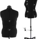 Black Dress Form Adjustable Mannequin for Sewing, Female Size 12-18 Pinnable Body Form with 13 Dials & Detachable Casters, 42.5"-60" Height Range for Clothing Display, Medium to Large