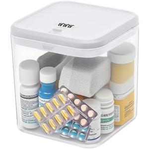 EMLTHORY Clear Medicine Lock Box with code, Small Food Snack Phone medication Lock Boxes for Personal Items Combination Electronics Organizer,Phone Jail,Gaming Device Lockable Boxes, White Lid + Clear Base