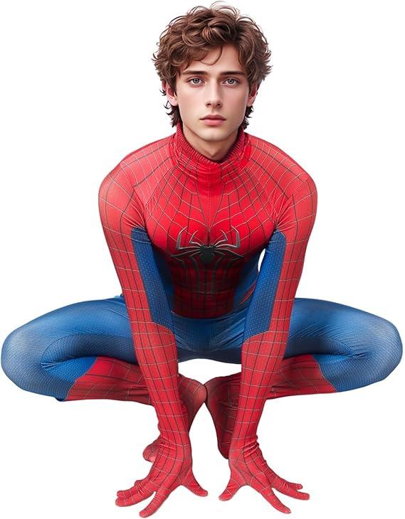 Adult Onesie Bodysuit Halloween Superhero Cosplay Costume Zentai Jumpsuit with Mask L