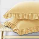 KKJIAF Ruffle Pillow Cases Standard Size Set of 2, Ruffled Pillow Covers with Envelope Closure, Wrinkle Resistant Ruffled Pillow Shams 20" x 26", Gold
