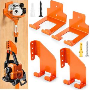 4 Pack Chainsaw Hanger and String Trimmer Hanger Set Weed Trimmers Hooks for Heavy Duty Chainsaw Holder Trimmer Rack Wall Mount Garage Organization Storage Shed Organizer