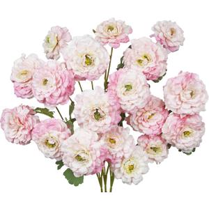 3 Pcs Artificial Flowers Spring Summer Silk Zinnia Flowers with Stems Zinnia Elegans Artificial Flowers for Outdoors Floral Arrangements Table Centerpieces Wedding Party Home Decor Gradient Pink