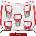 Football Nets for Throwing, Football Target, Quarterback Training Equipment with 5 Target Pockets for Improving Football Accuracy Throwing-8 x 8 ft or 7 x 7 ft Nets