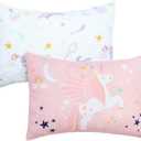 UOMNY Toddler Pillowcases for 13X18 12x16 14x19 Pillow Unicorn Toddler Pillow Case for Girls 2 Pack Kids Pillowcase for Sleepy Pillows Travel Pillowcases Pink/White